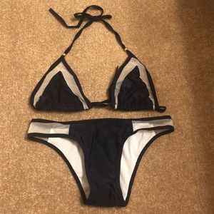 Navy blue and mesh Bikini set (XSmall)